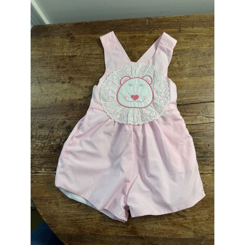 The Beaufort Bonnet Company Raegan Romper Pink Lion Eyelet 2T Girls New